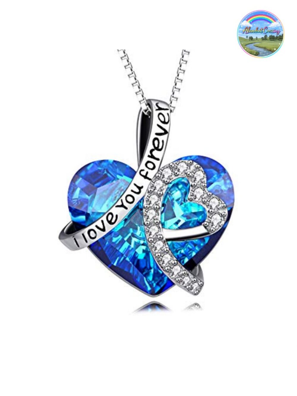 925 Sterling Silver I Love You Forever Pendant Necklace with Austrian Crystal